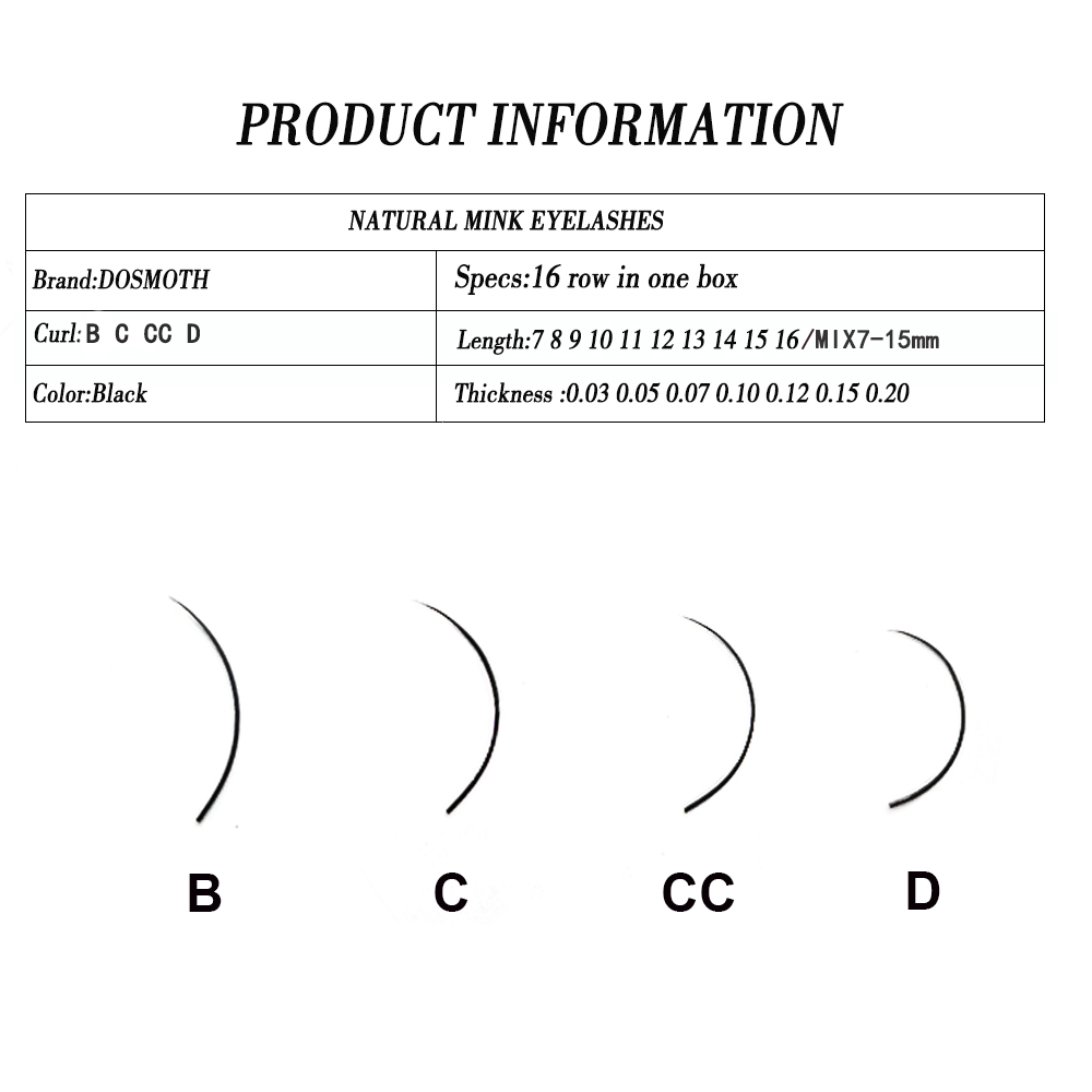 DOSMOTH 10 kotak 16 baris 7-16 - Eyelash Extension Human Hair ulasan dan harga
